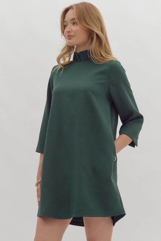 Hunter Green High Neck Mini Dress