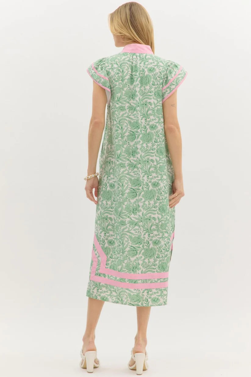 Green Floral Midi Dress