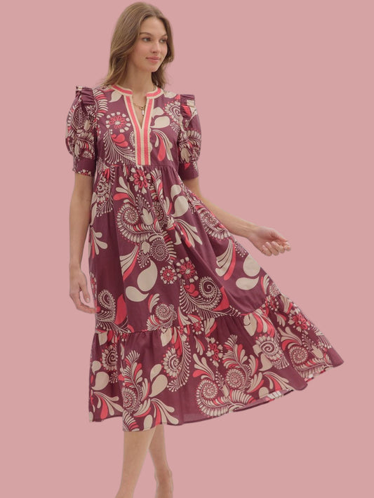 Harvest Bloom Paisley Midi Dress