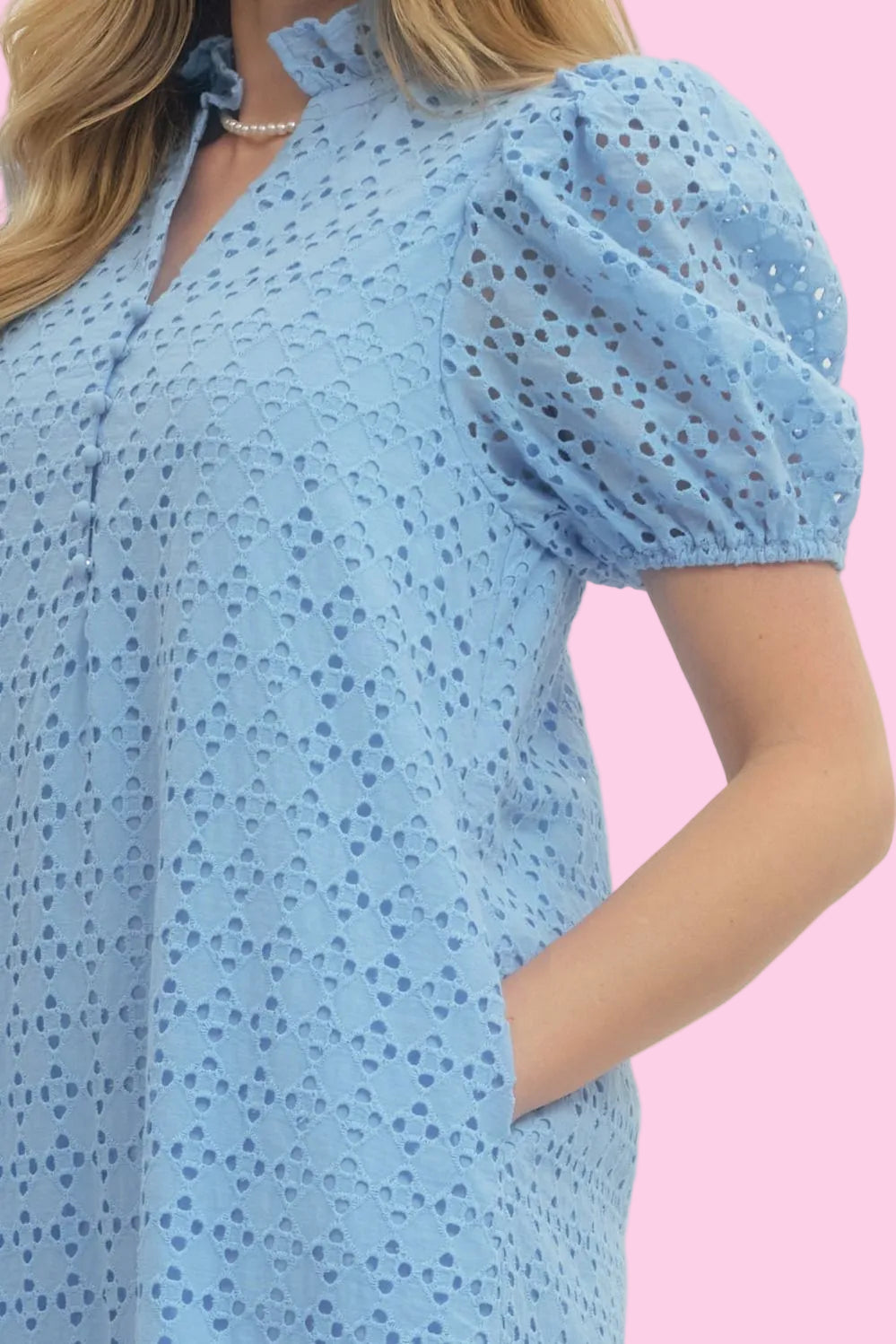 Dreamy Eyelet Light Blue Midi