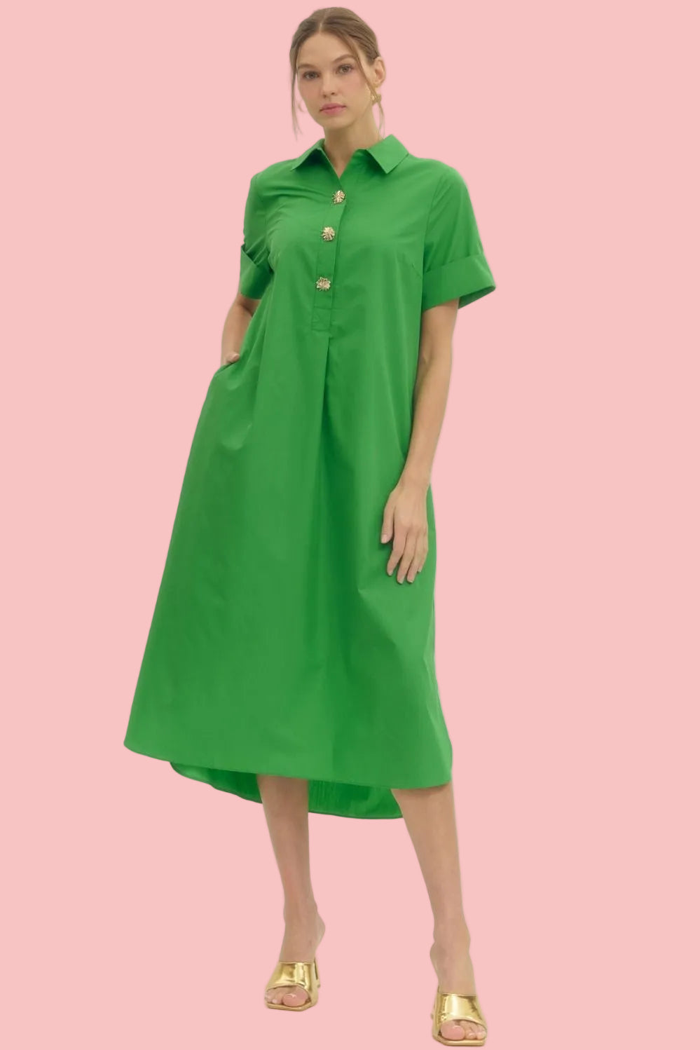 Crisp Green Midi Dress