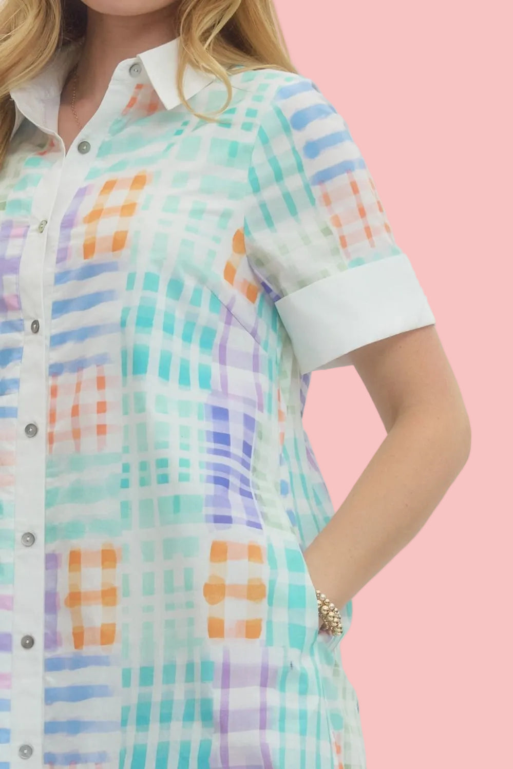 Playful Plaid Print Midi Dress