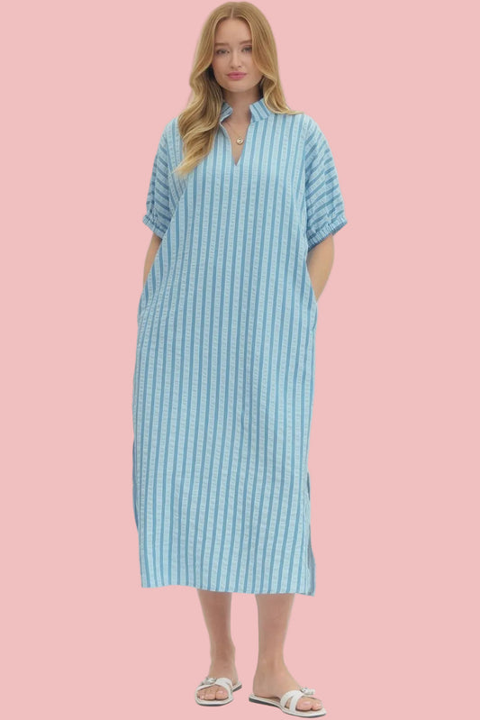 Blue Skies Striped Midi Dress