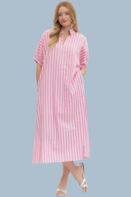 Pink Lemonade Striped Midi Dress