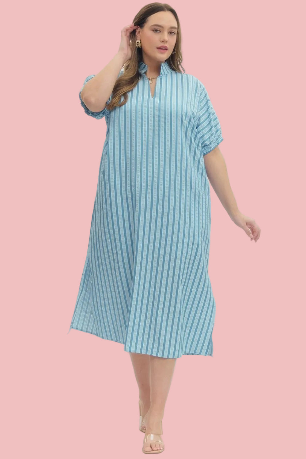 Blue Skies Striped Midi Dress
