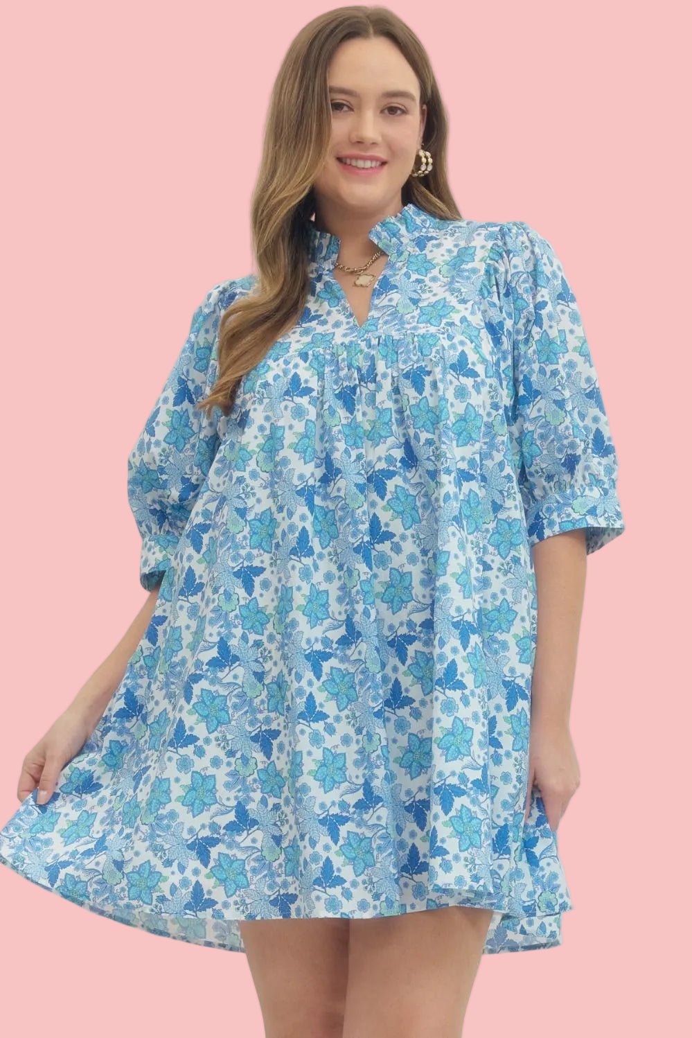 Flattering Blue Floral Dress
