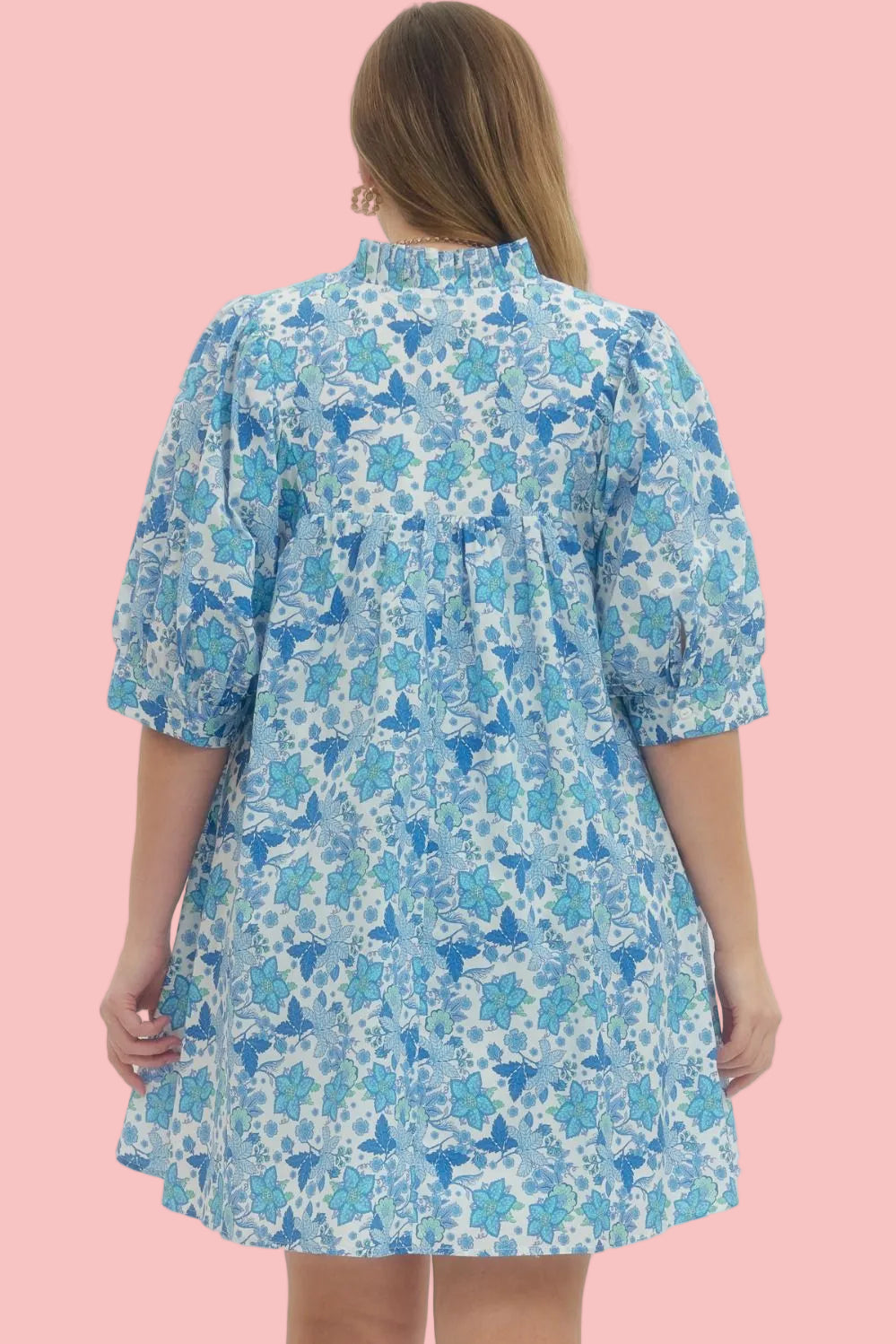 Flattering Blue Floral Dress