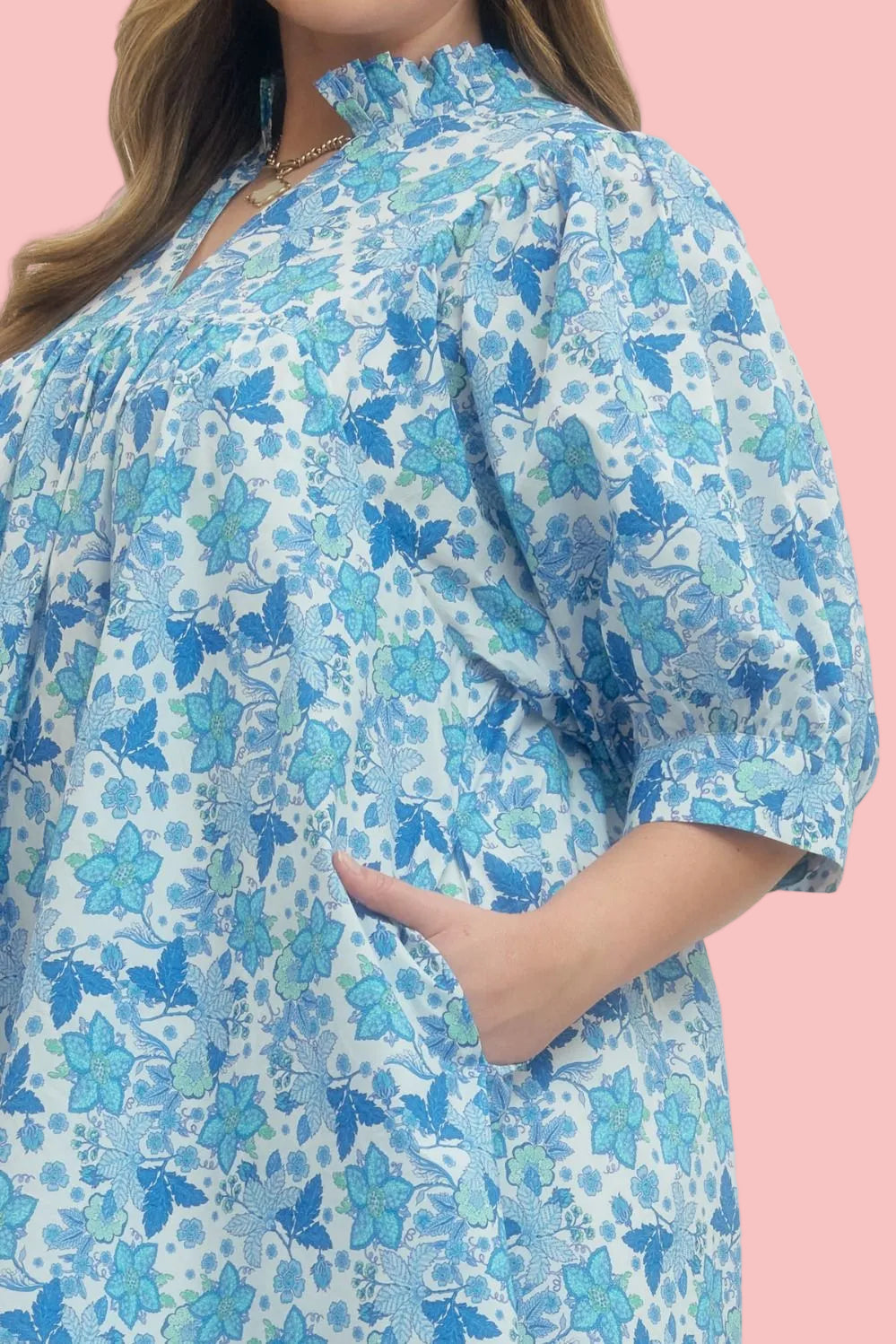 Flattering Blue Floral Dress