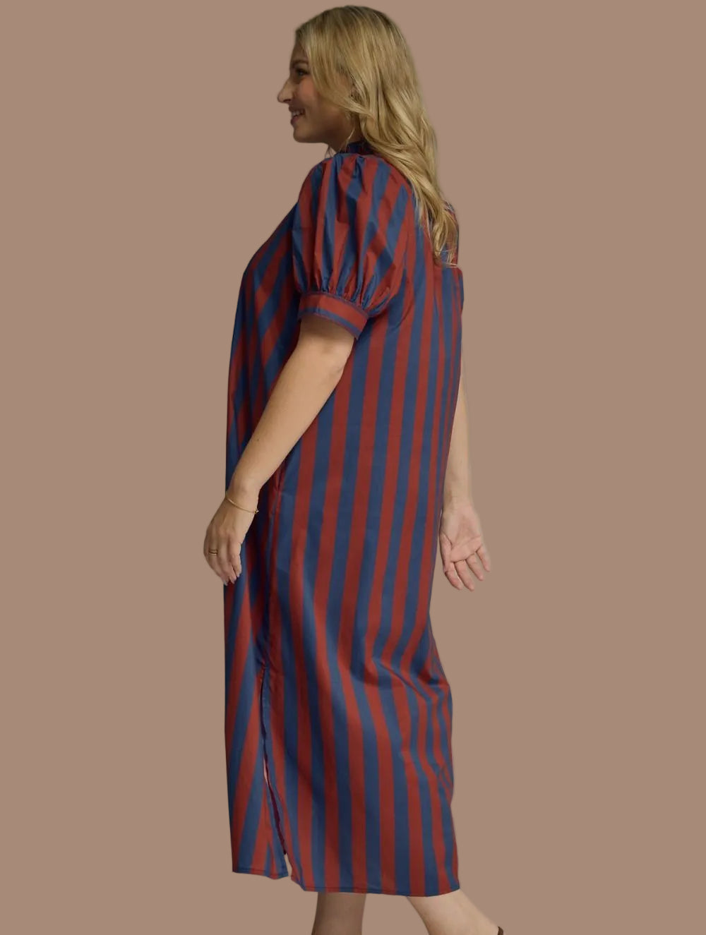 Navy Rust Striped Midi