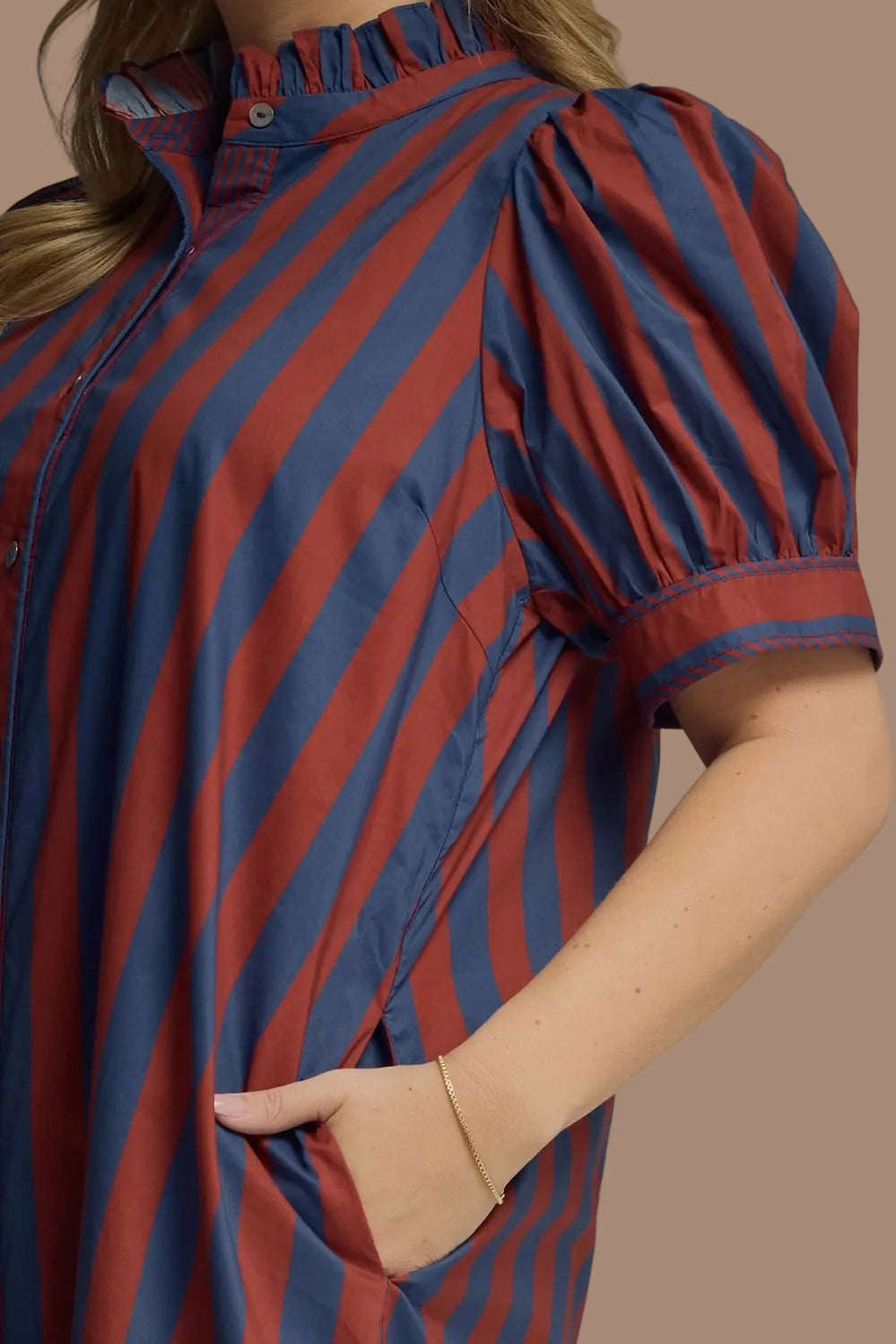 Navy Rust Striped Midi