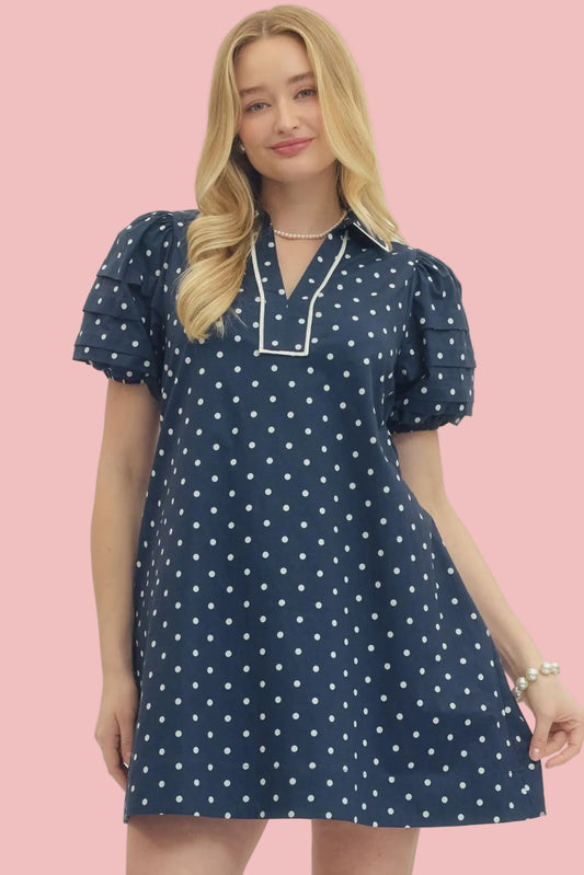 Indigo Polka Dot Dress