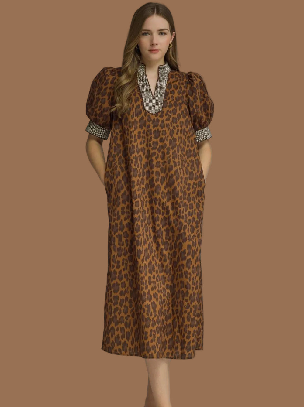Espresso Leopard Midi Dress