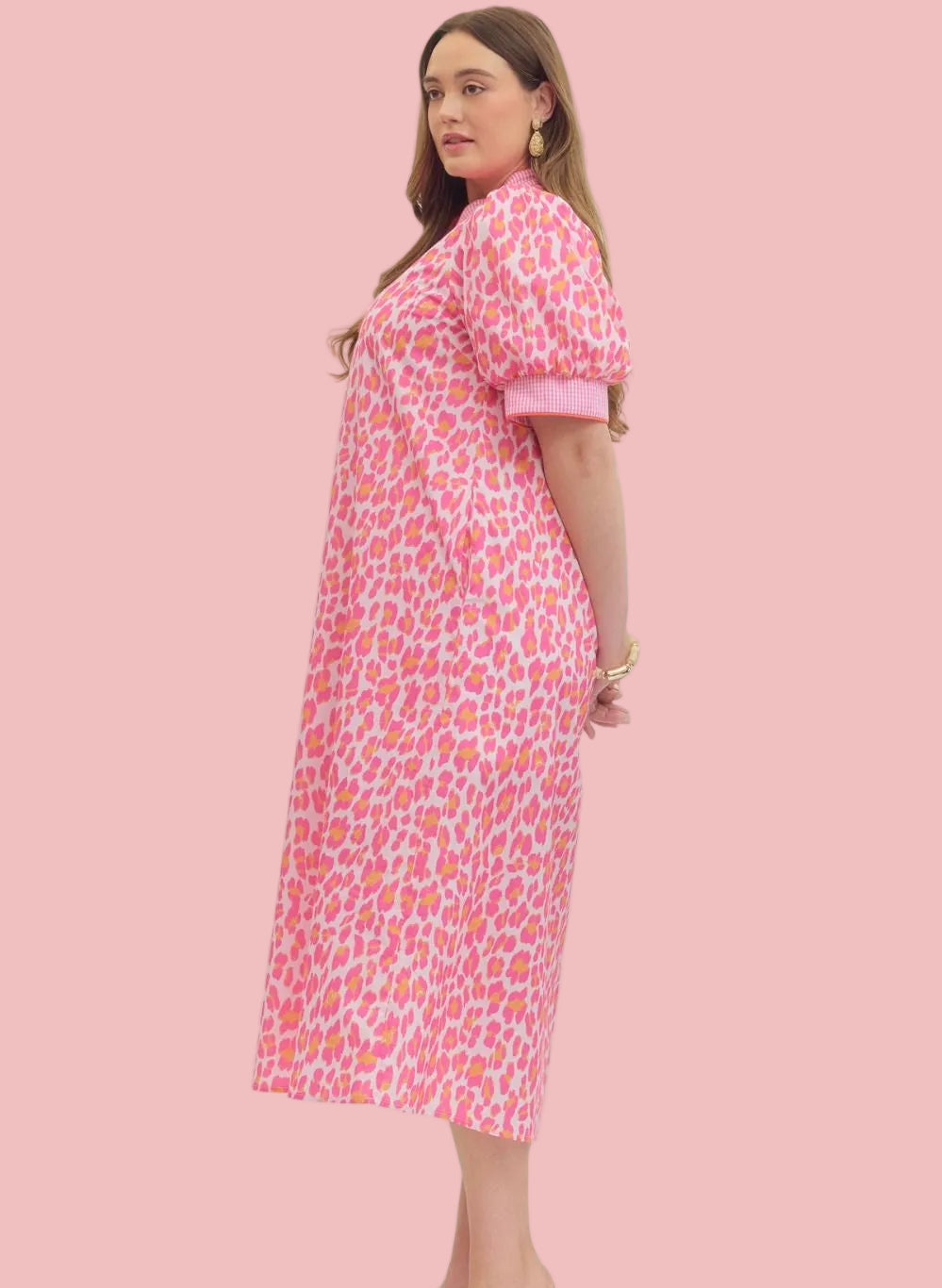 Passionately Pink Leopard Midi Dress