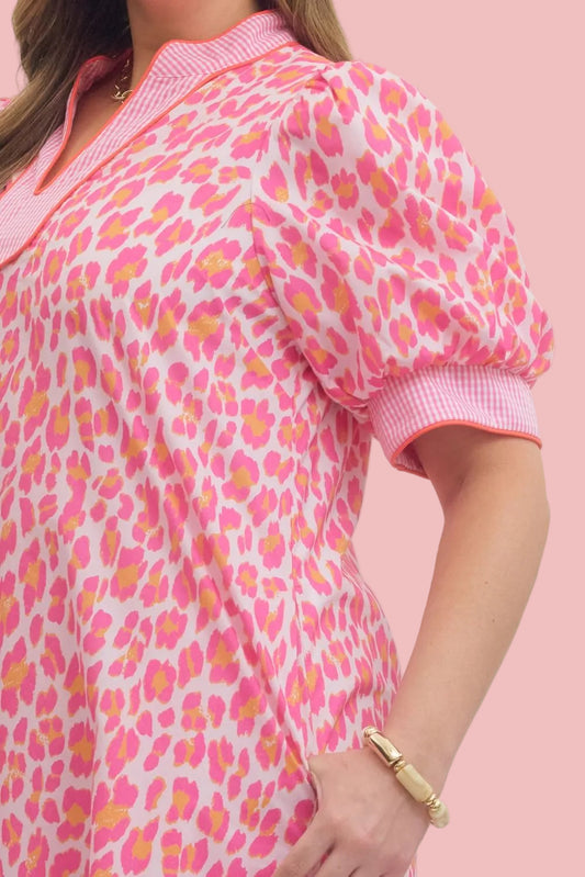 Passionately Pink Leopard Midi Dress