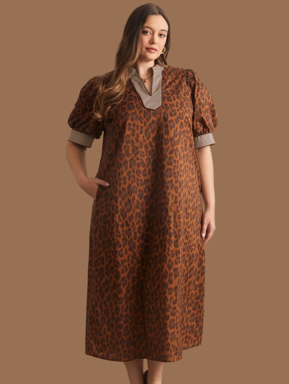 Espresso Leopard Midi Dress