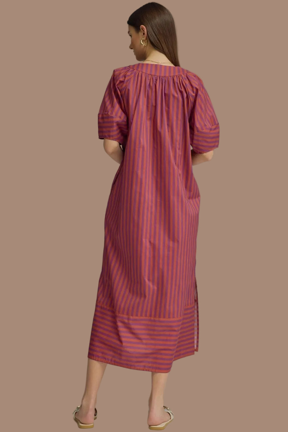 Plum & Rust Stripe Midi Dress