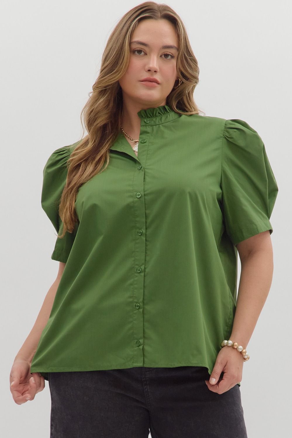 Woodland Green Button Front Top