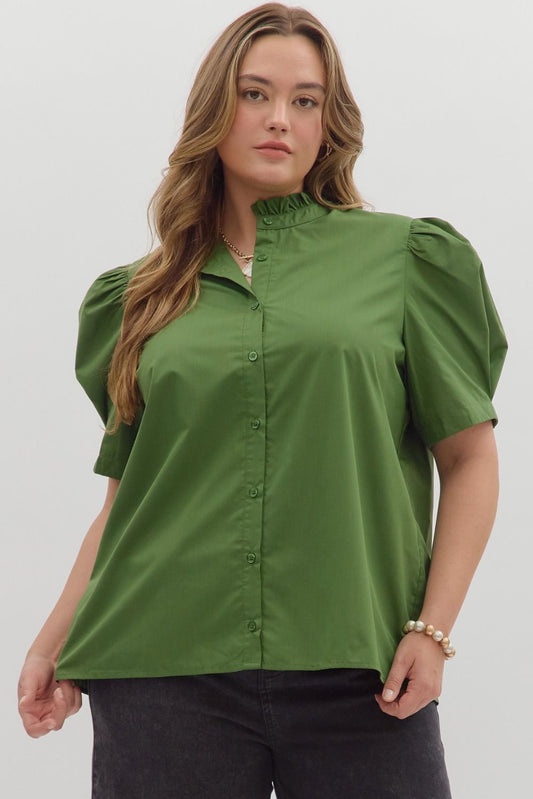 Woodland Green Button Front Top