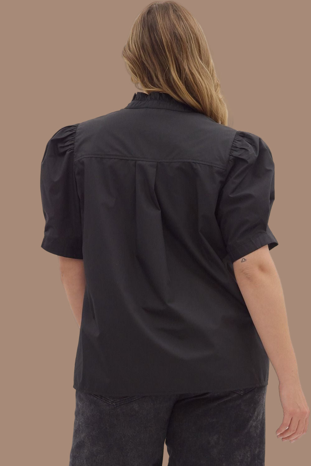 Midnight Black Button Front Top