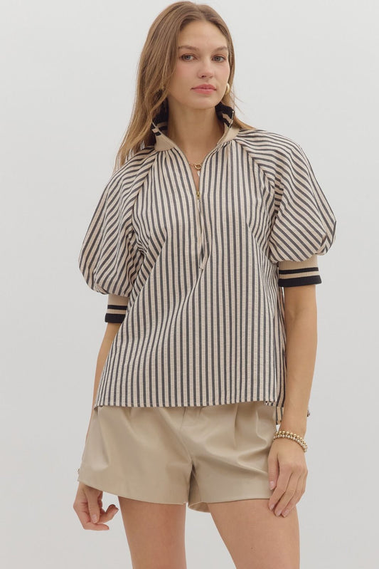 Timeless Striped Half-Zip Top