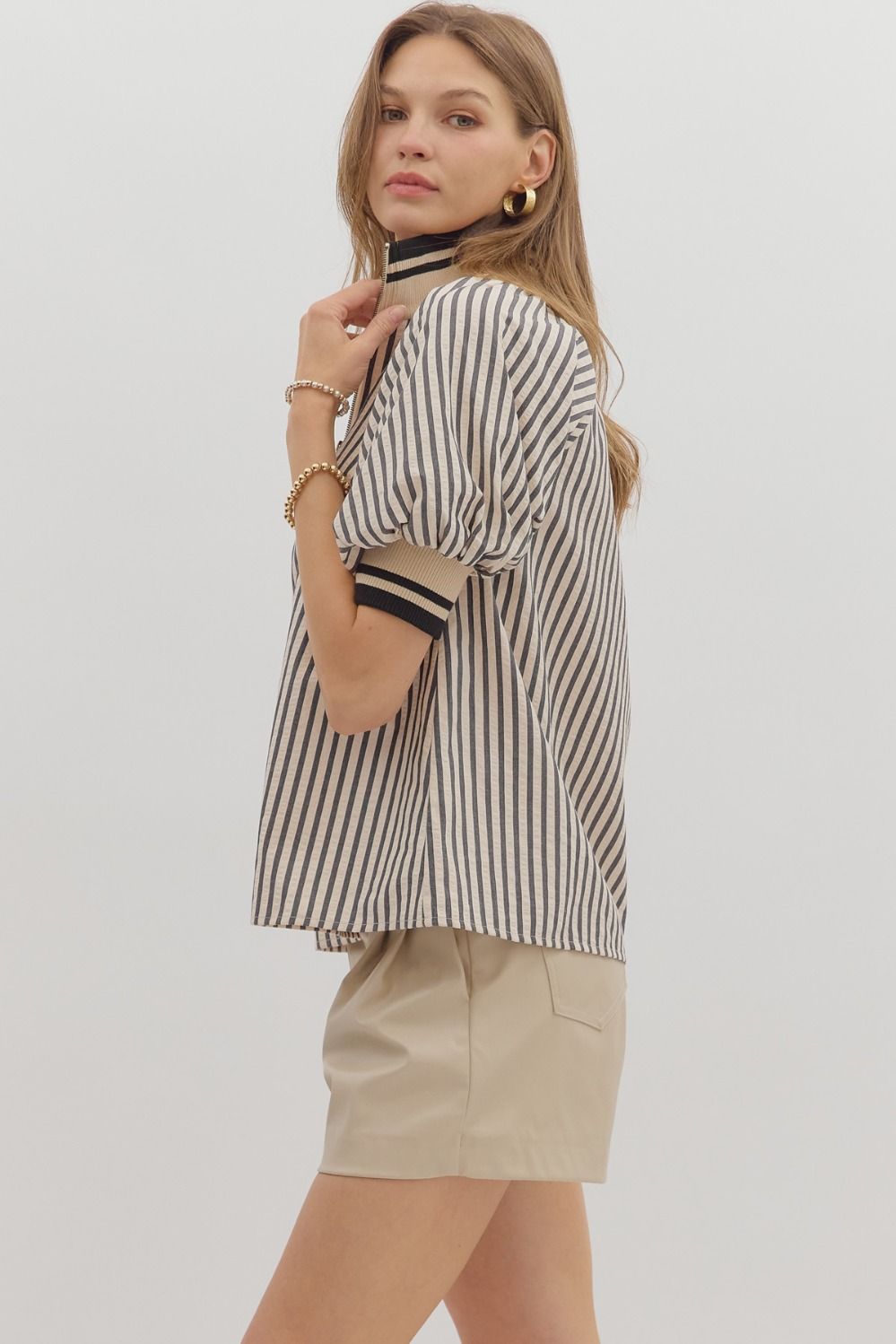 Timeless Striped Half-Zip Top