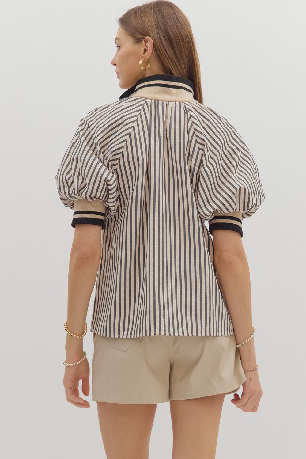 Timeless Striped Half-Zip Top