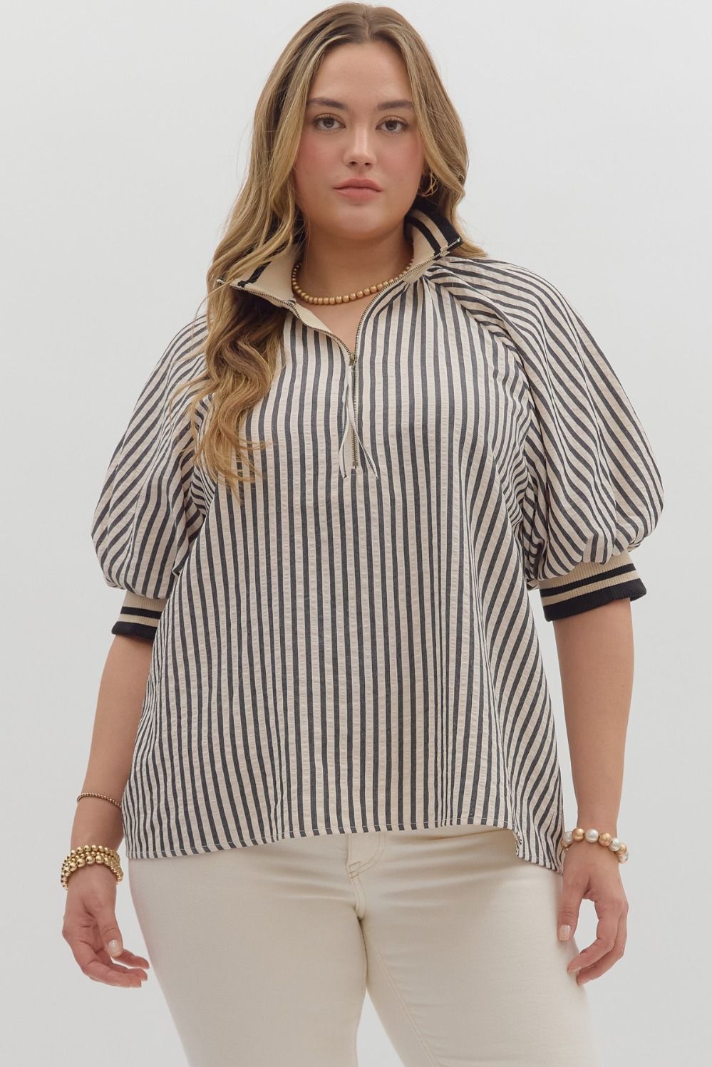 Timeless Striped Half-Zip Top