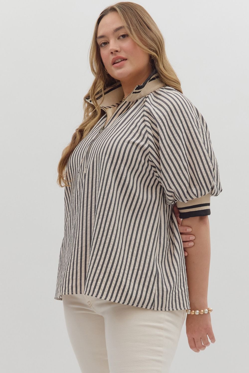 Timeless Striped Half-Zip Top