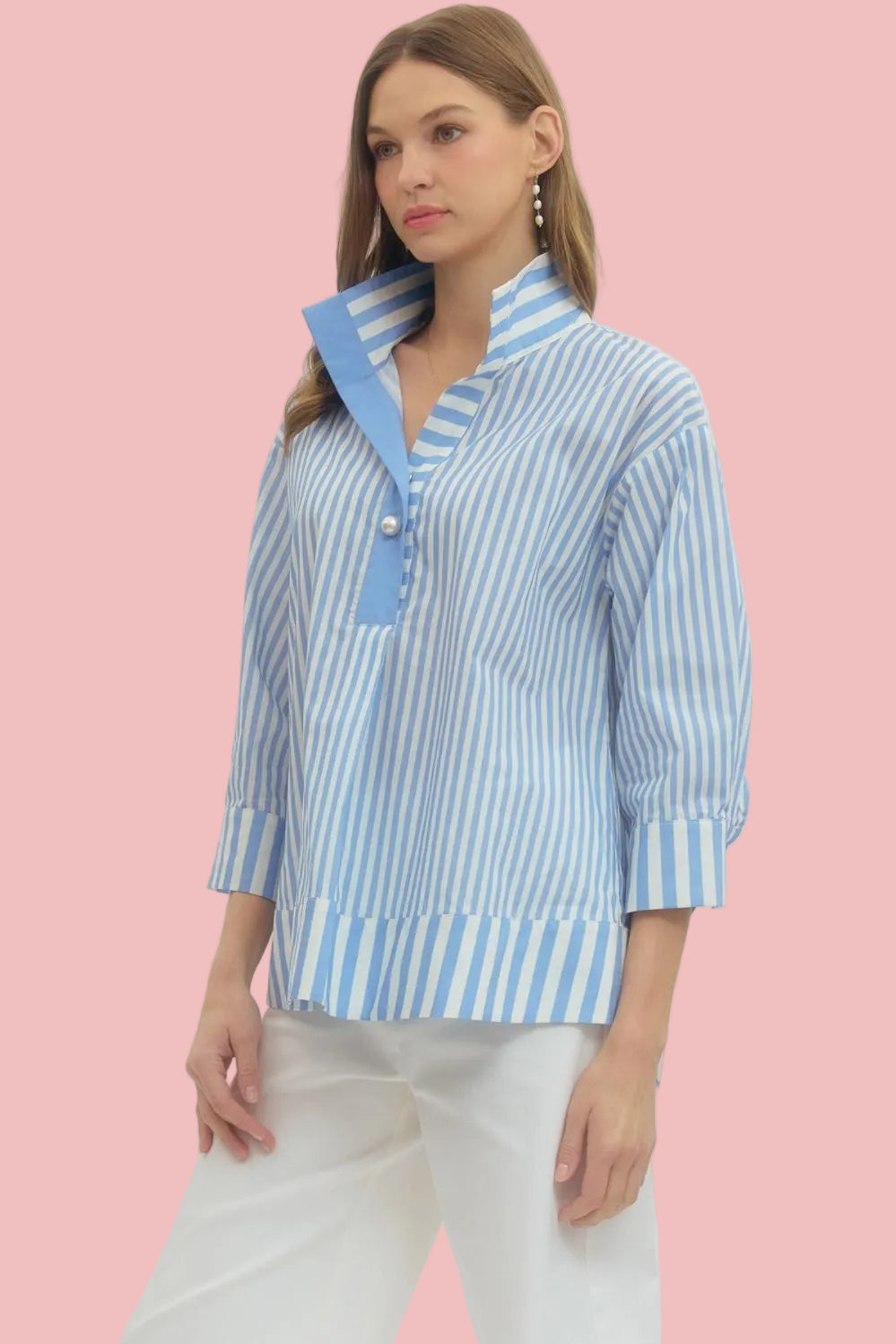 Blue Pearl Striped Top