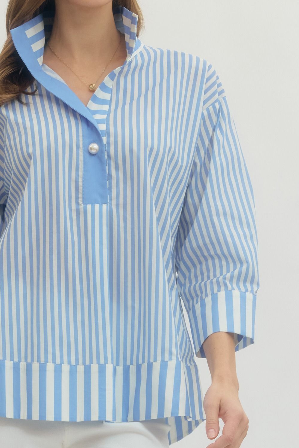 Blue Pearl Striped Top