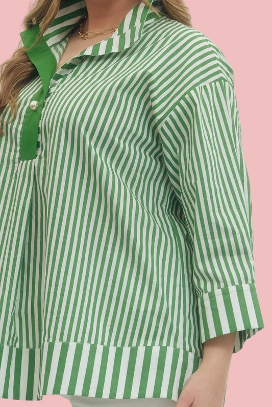 Green Pearl Striped Top