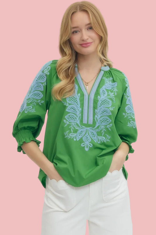 Bluebell Meadow 3/4 Sleeve Top