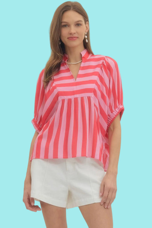 Spicy Pink Stripe Top
