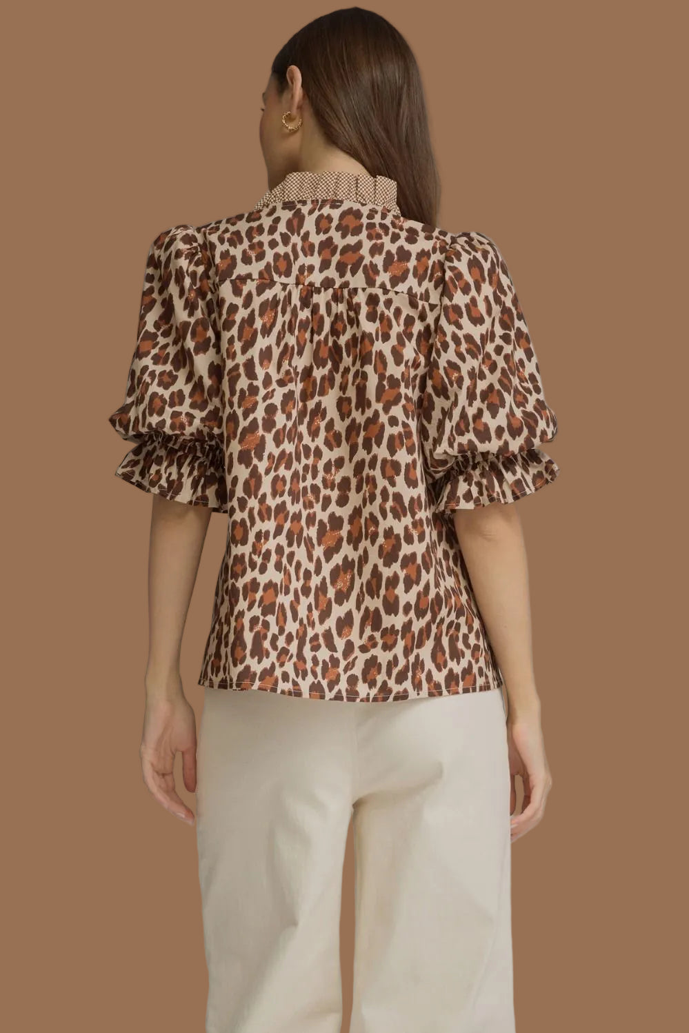 Ecru Leopard Print Top