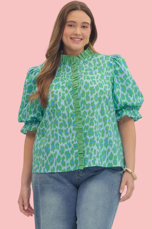 Green Leopard Top