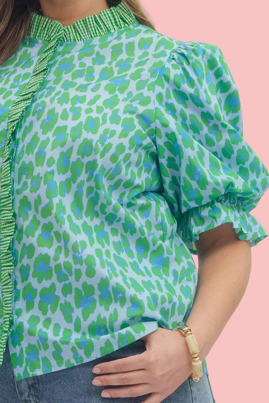 Green Leopard Top