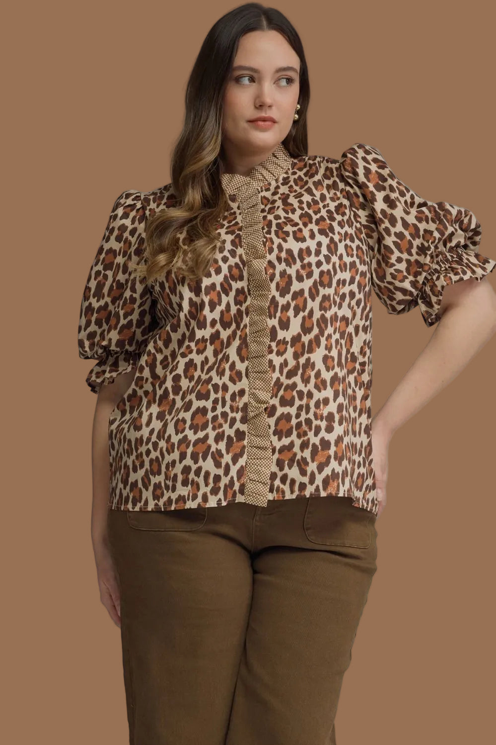 Ecru Leopard Print Top