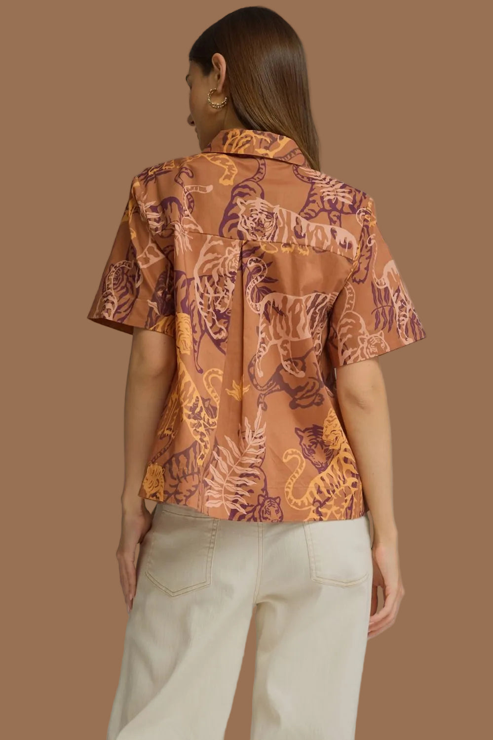Tiger Patterned Collared Top