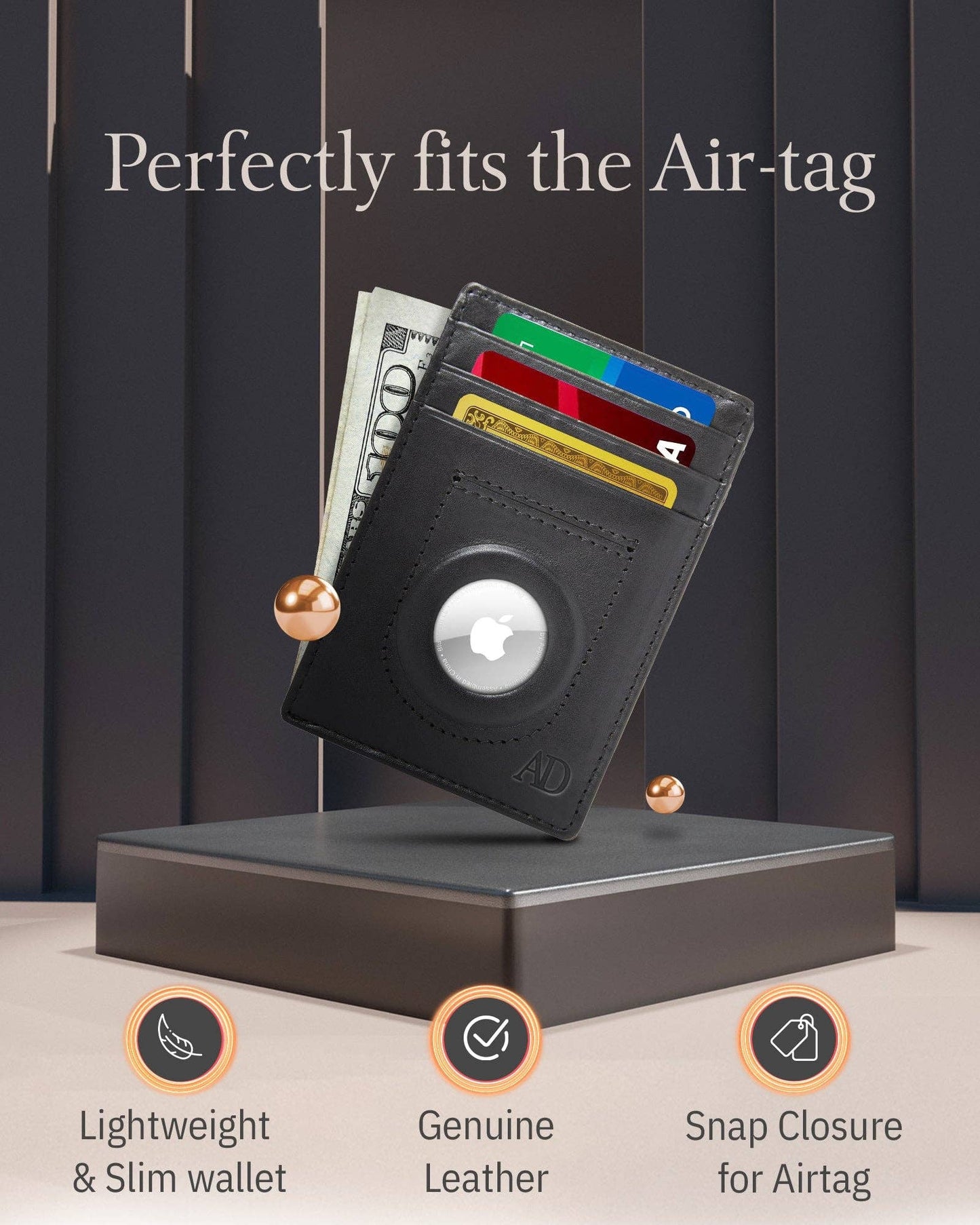 Leather Air Tag Holder Slim Wallets