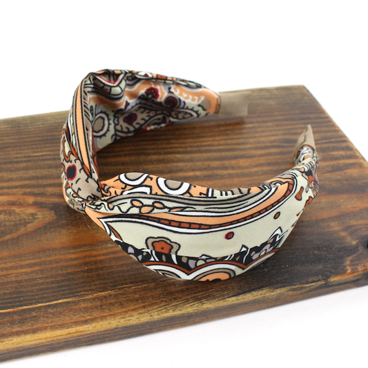 Beige Vintage Patterned Headband