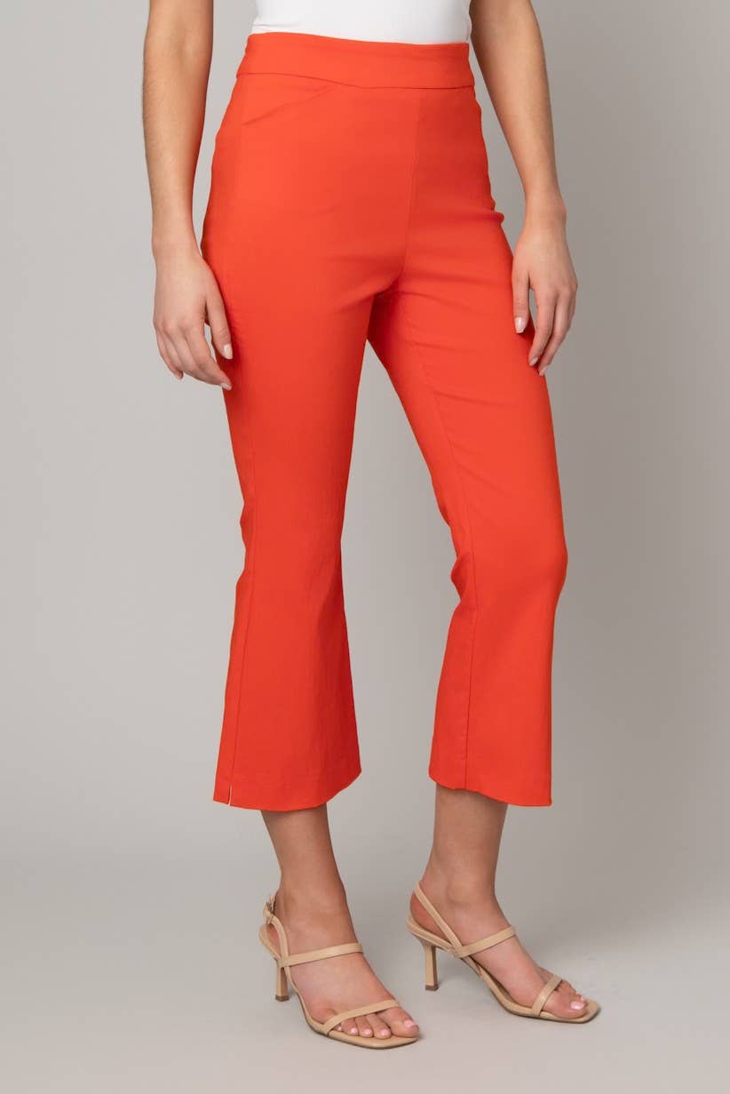Orange Pull On Cropped Flare Pant