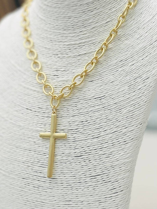 Golden Traditional Cross Necklace