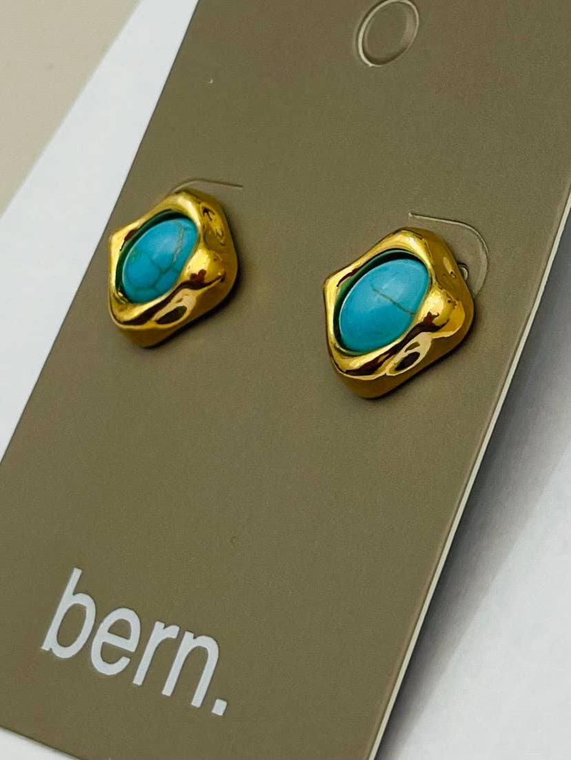 Turquoise/Gold Stone Stud