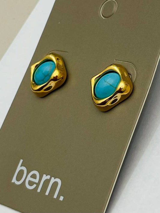 Turquoise/Gold Stone Stud