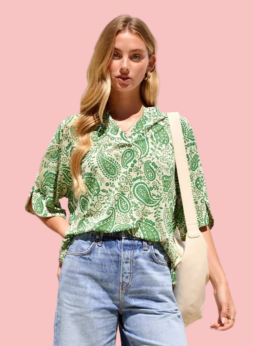Paisley Kelly Green Lizzy Blouse