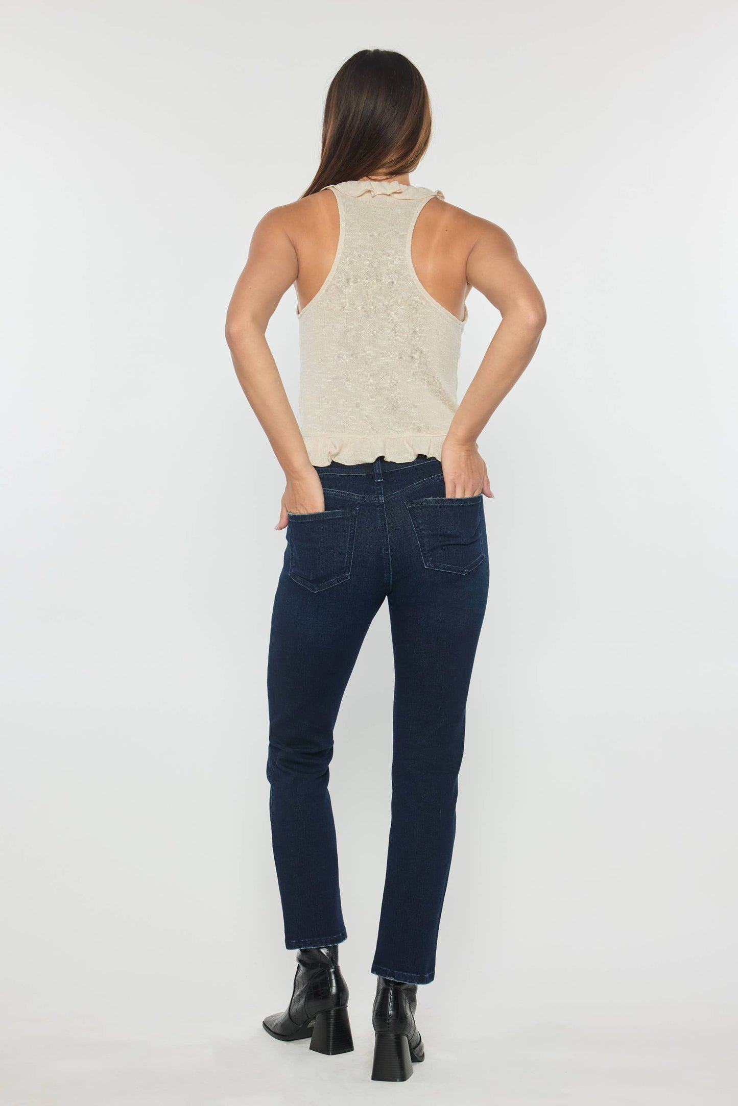 Super Dark Mid Rise Slim Straight Jeans