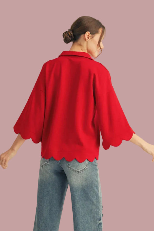 Red Scalloped Edge Top