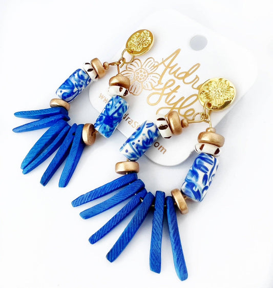 Wood Chinoiserie Earring